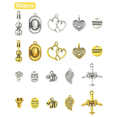 60Pcs 20 Styles West Cowboy Theme Tibetan Style Alloy Pendants TIBEP-YW0001-98-1