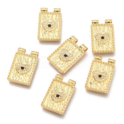 Brass Micro Pave Clear & Black Cubic Zirconia Pendants ZIRC-O036-54G-1