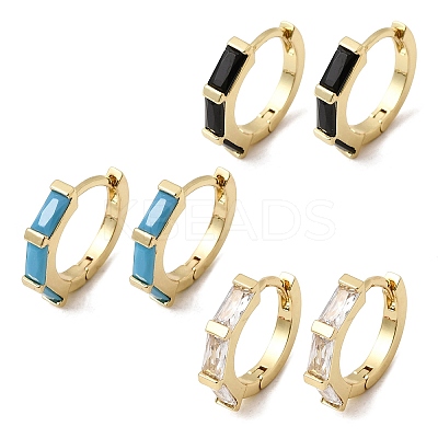 Brass Pave Cubic Zirconia Hoop Earrings EJEW-G471-09G-1