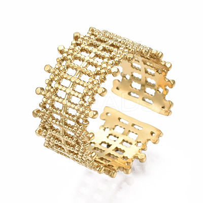 304 Stainless Steel Bar Wrap Open Cuff Ring RJEW-T023-29G-1