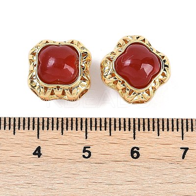Brass Pave Natural Carnelian(Dyed & Heated) Beads KK-U043-38G-01-1