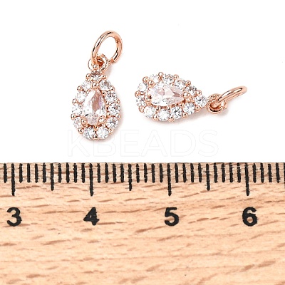 Brass Micro Pave Cubic Zirconia Charms RB-I077-15RG-RS-1-1