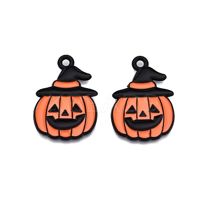 Halloween Theme Spray Painted Alloy Enamel Pendants ENAM-T020-09A-1