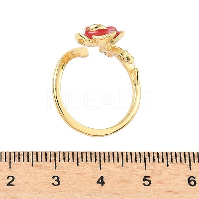 Flower Brass Micro Pave Cubic Zirconia Cuff Rings RJEW-A069-02B-02G-1