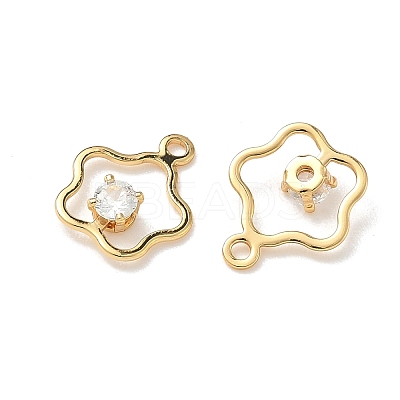 Brass Micro Pave Cubic Zirconia Flower Charms KK-Z136-03G-1