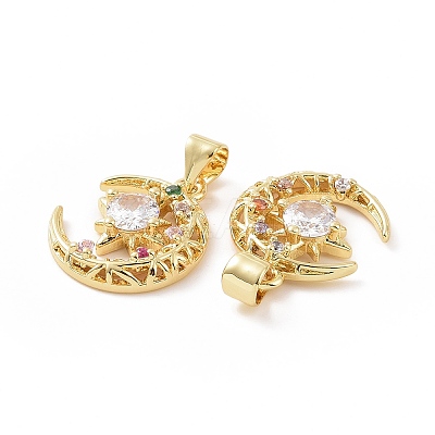 Brass Micro Pave Cubic Zirconia Pendants ZIRC-P106-35G-1