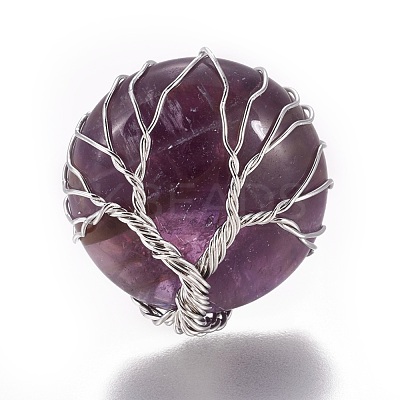 Adjustable Natural Amethyst Finger Rings RJEW-L090-A11-1