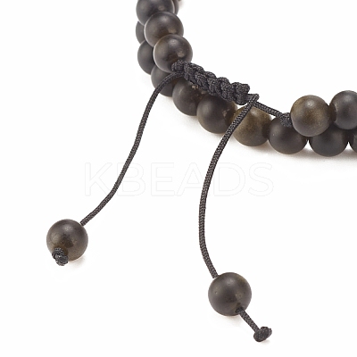 2Pcs 2 Style Natural Obsidian & Synthetic Hematite Braided Bead Bracelets Set with Cubic Zirconia Leopard BJEW-JB08119-01-1