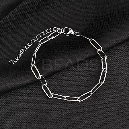 Tarnish Resistant 304 Stainless Steel Paperclip Chain Bracelet for Men Women BJEW-E031-03P-06-1