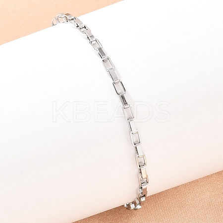201 Stainless Steel Rectangle Link Chains Chain Bracelets for Women BJEW-G767-01C-P-1