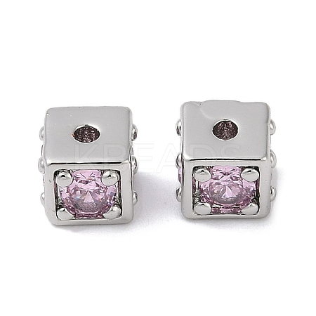 Brass Cubic Zirconia Beads KK-Q030-14B-P-1