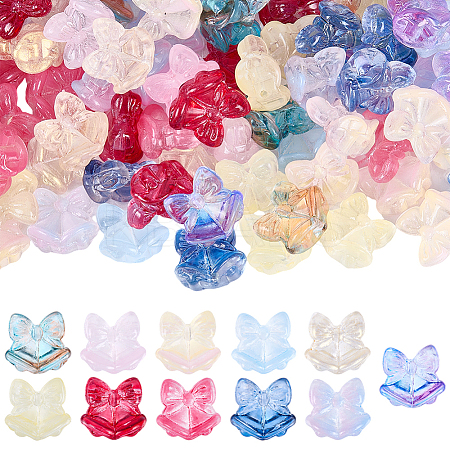 110Pcs 11 Colors Christmas Theme Transparent Spray Paint Glass Beads GLAA-PA0001-20-1