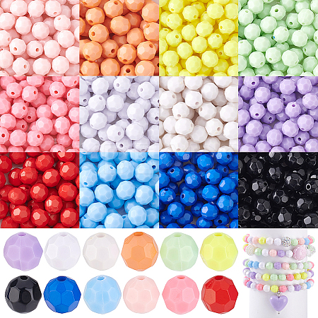 840Pcs 12 Styles Opaque Acrylic Beaded OACR-GA0001-23B-1