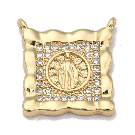 Brass Micro Pave Clear Cubic Zirconia Pendant Link LS-ZIRC-A013-36G-1
