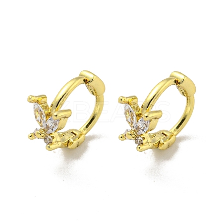 Brass Micro Pave Cubic Zirconia Hoop Earring EJEW-C088-01J-G-1