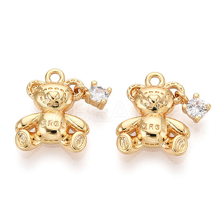 Brass Micro Pave Clear Cubic Zirconia Pendants X1-KK-T078-02G-05-1