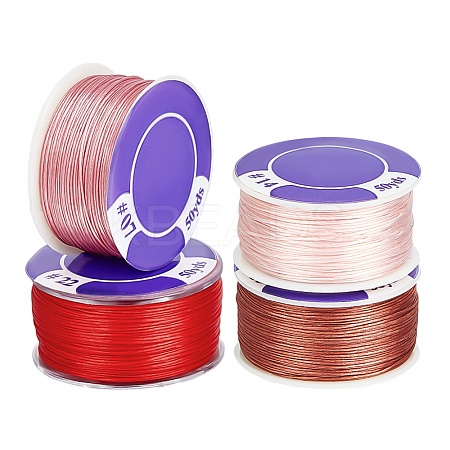 4 Rolls 4 Colors Special Coated Nylon Beading Threads for Seed Beads OCOR-PH0006-50B-1