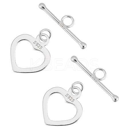 2Pcs 925 Sterling Silver Toggle Clasps FIND-PH0022-60-1