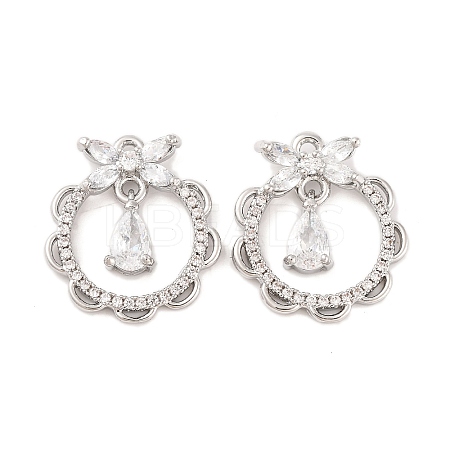 Brass Micro Pave Clear Cubic Zirconia Pendants KK-S389-08P-1