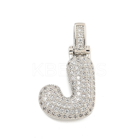 Brass Micro Pave Clear Cubic Zirconia Pendants KK-B099-01P-J-1