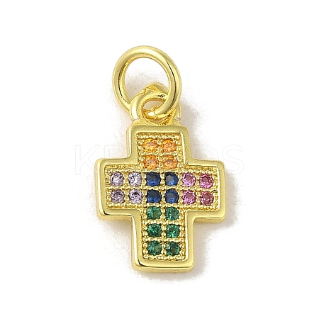 Brass Micro Pave Cubic Zirconia Charms KK-M283-20K-02-1