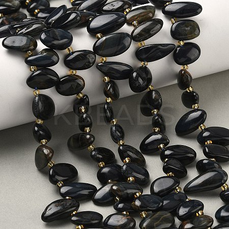 Dyed Natural Blue Tiger Eye Beads Strands G-P604-A13-01-1