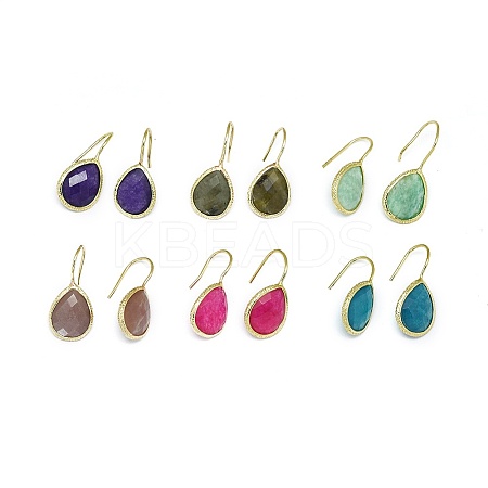 Natural Gemstone Dangle Earrings EJEW-L228-01-1