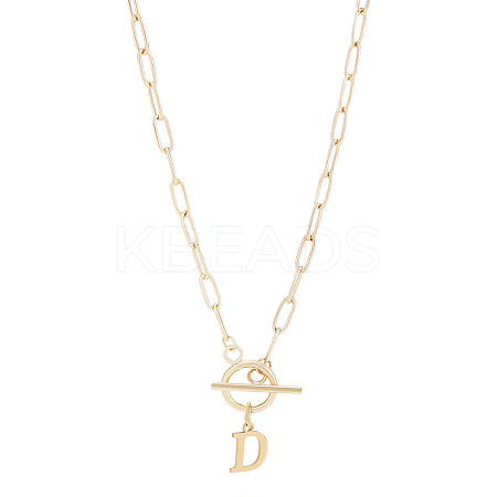 304 Stainless Steel Letter Pendant Necklaces NJEW-LP0001-52D-G-1