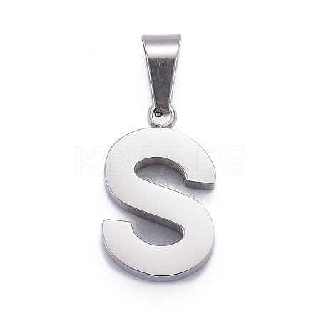 Non-Tarnish 304 Stainless Steel Letter Pendants LS-STAS-H127-S-P-1