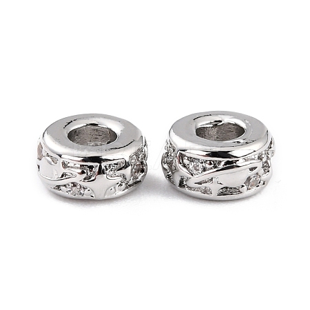Brass Micro Pave Clear Cubic Zirconia Beads ZIRC-P091-02B-P-RS-1
