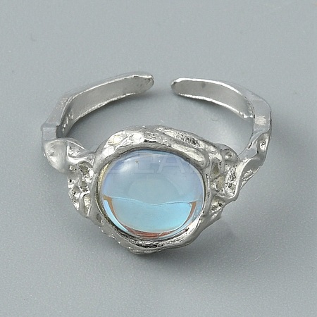 Resin Half Round Open Cuff Ring RJEW-TAC0007-02B-P-1