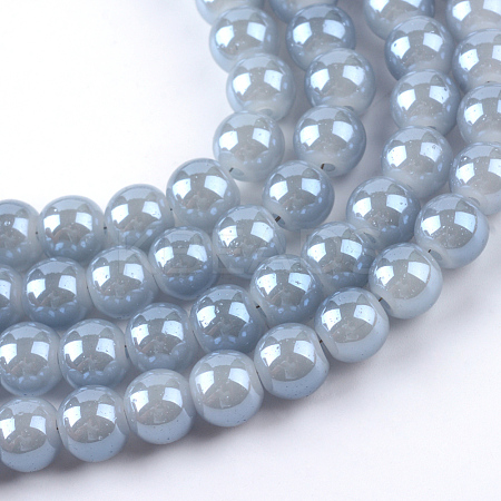 Electroplate Glass Beads Strands X-EGLA-Q062-8mm-E06-1