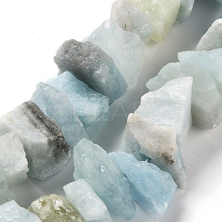 Raw Rough Natural Aquamarine Beads Strands G-P528-A04-01-1