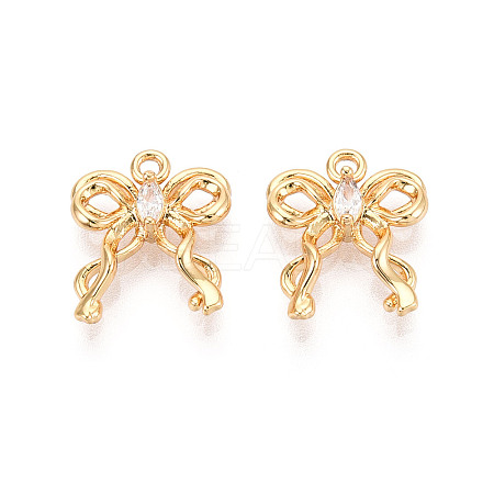 Brass Pave Clear Cubic Zirconia Pendants KK-T074-100A-G-1
