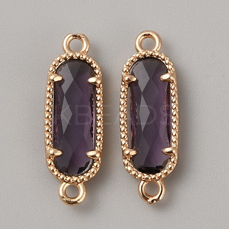 Golden Plated Brass Pave Glass Connector Charms FIND-WH0110-728G-08-1