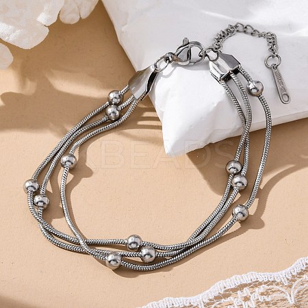 Stainless Steel Multi-strand Ball Bracelets LS-BJEW-L687-01P-1