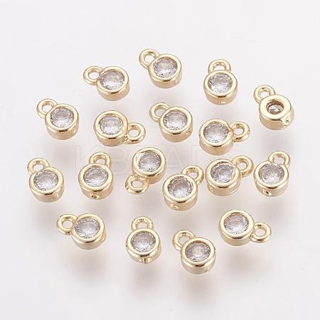 Brass Cubic Zirconia Charms ZIRC-P068-01G-1