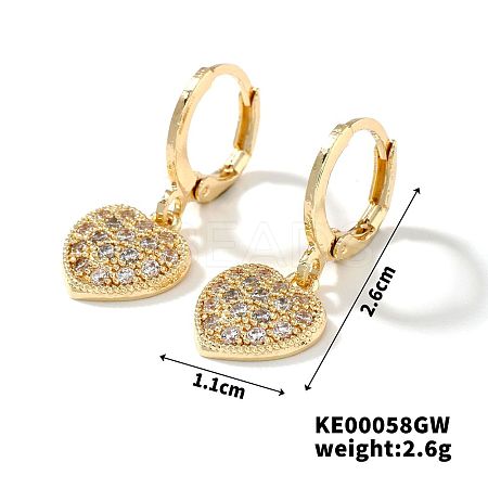 Elegant Japanese Style Copper & Zircon & Diamond Hoop Earrings HY8842-3-1