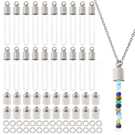 DIY 304 Stainless Steel & Glass Bottle Pendant Necklace Making Kits DIY-HS0001-51P-1