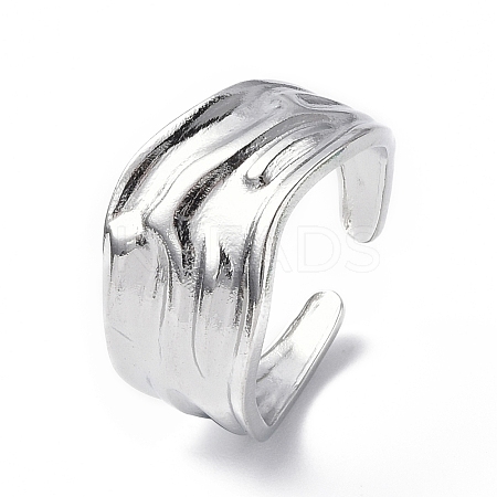 Non-Tarnish 304 Stainless Steel Open Cuff Ring for Women X-RJEW-C046-09P-1