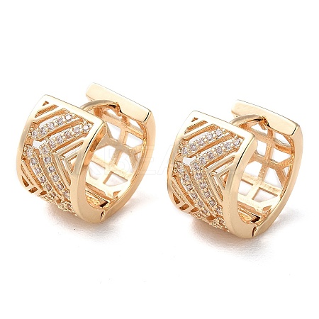 Rack Plating Brass Micro Pave Cubic Zirconia Thick Hoop Earrings LS-EJEW-P238-08KCG-1