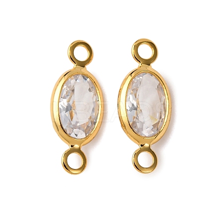 Brass Pave Clear Cubic Zirconia Connector Charms KK-Z121-06G-04-1