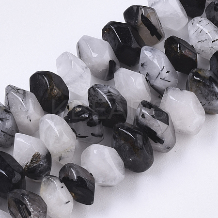 Natural Black Rutilated Quartz Beads Strands G-R462-11-1