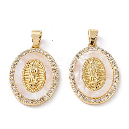Brass Micro Pave Clear Cubic Zirconia Pendants X-ZIRC-M116-23G-1