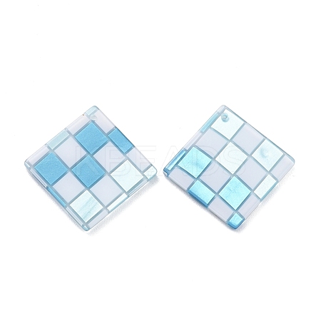 Checkerboard Style Rhombus Acrylic Pendants OACR-G008-01D-1