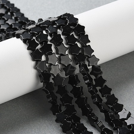 Natural Black Stone Beads Strands G-G085-B52-02-1
