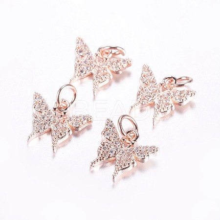 Long-Lasting Plated Brass Micro Pave Cubic Zirconia Charms ZIRC-F069-32RG-1