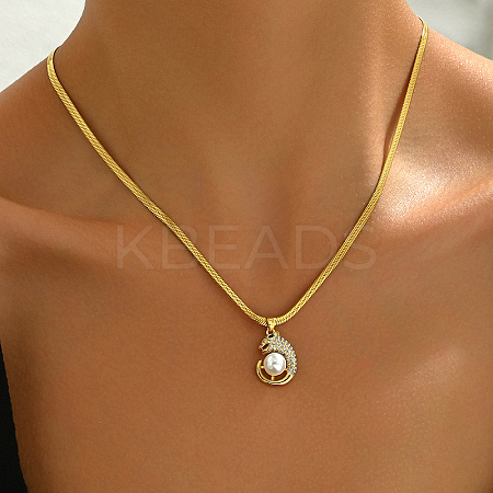 Leopard Brass Cubic Zirconia Pendant Necklaces RO7986-1