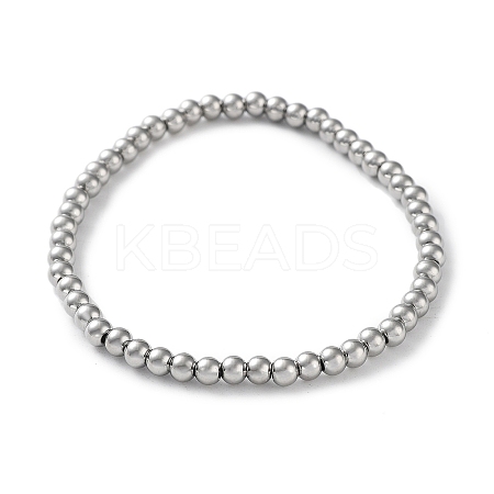 Non-Tarnish 316 Surgical Stainless Steel Round Beaded Stretch Bracelets LS-BJEW-M305-01B-P-1