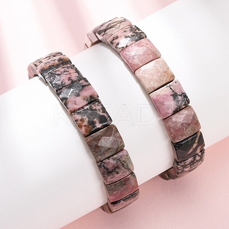 Natural Rhodonite Faceted Beaded Stretch Bracelets for Women BJEW-K251-08I-1